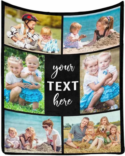 Miniatura 14 de Manta de Fotos Personalizada para Amigos BFF Navidad, Manta de Cama Personalizada con Collage de 9 Fotos para Mamá Papá Fotos Familiares Multi 02