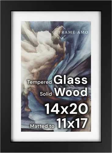 Miniatura 96 de Frame Amo Marco de póster de madera maciza de 13 x 19 pulgadas, color natural, tapete blanco para imagen de 11 x 17 pulgadas, parte frontal