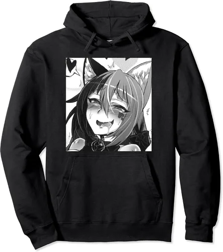 Neko Girl Anime Girl Otaku Waifu Kawaii - Sudadera con capucha estética japonesa, Negro, S