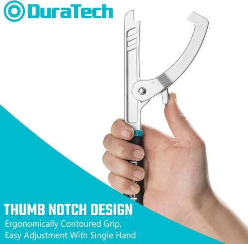 Miniatura 5 de DURATECH Llave de tuerca de bloqueo para colador de fregadero, ajustable hasta 4-3⁄4 pulgadas de capacidad de mordaza, para instalar o quitar