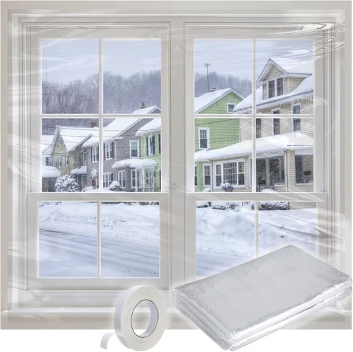 Miniatura 8 de Apipi Aislamiento de ventana grueso para invierno: se adapta a 5 ventanas de 3 x 5 pies, cubierta de película de plástico de sellado duradero, kit