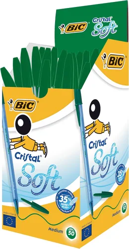 Miniatura 3 de BIC Cristal Soft - Bolígrafos de punta media (0.047 in), color azul, caja de 50