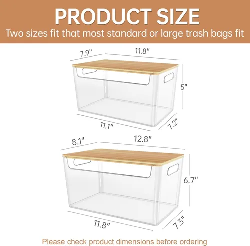Miniatura 2 de COAZEX Paquete de 2 soportes para bolsas de basura apilables debajo del fregadero, dispensador de basura de plástico con tapa, dispensador