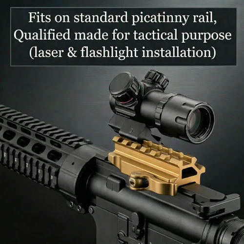 Miniatura 5 de 360 Tactical Picatinny de 1 pulgada de alto perfil de montaje elevador corto negro mate 8 ranuras para visores y ópticas (90 y 45 grados - montaje)