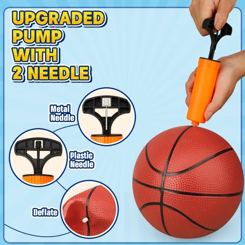 Miniatura 4 de LNCOJOLM Pelota de baloncesto de 9.8 pulgadas para niños y adolescentes, pelota suave para aro de baloncesto, bolas impermeables de PVC tamaño 7