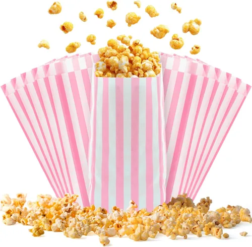 Miniatura 8 de 100 bolsas de papel para palomitas de maíz, para porciones individuales, pequeñas bolsas de palomitas de maíz desechables para fiestas, aperitivos