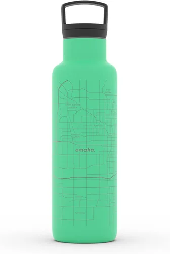 Miniatura 9 de Well Told Botella de agua aislada con mapa de Washington DC grabado, botella de acero inoxidable grabada (21 onzas, blanco) botella aislada de mapa