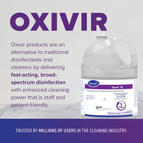 Miniatura 6 de Oxivir Diversey Tb Limpiador desinfectante de peróxido de hidrógeno líquido listo para usar, limpiador tuberculocida multisuperficie, 1 galón