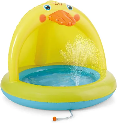 Piscina para bebés con sombra, juego de piscina Sprinkle and Splash, bañera de pato al aire libre de 39 pulgadas