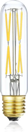 Miniatura 11 de XININSUN Bombillas LED esmeriladas T10, color blanco cálido 2700 K, bombillas LED Edison tubulares regulables de 6 W, equivalente a 60 vatios, 600