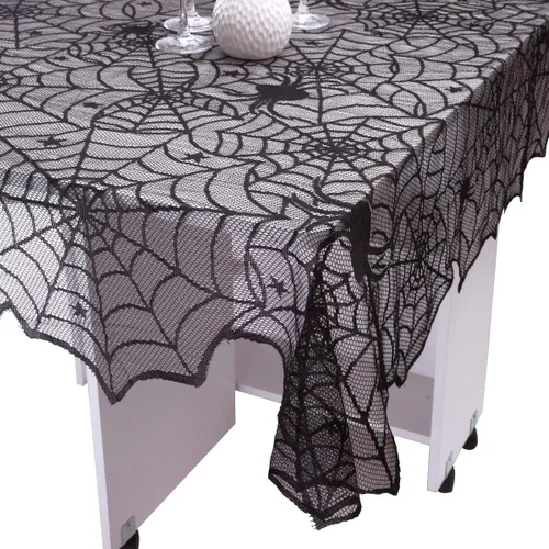 Miniatura 3 de Rockcloud Mantel rectangular de encaje de poliéster para decoración de Halloween, cenas, 71 x 53 pulgadas
