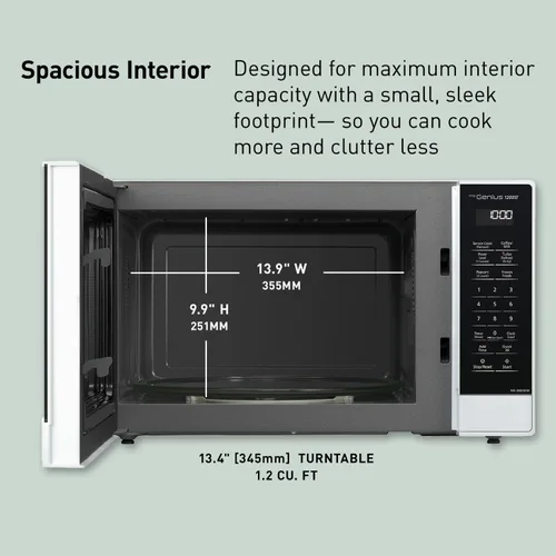 Miniatura 7 de Panasonic Horno de microondas con tecnología Inverter, 1200W, 1.2 pies cúbicos. Pequeño horno microondas con sensor Genius de un toque, botón