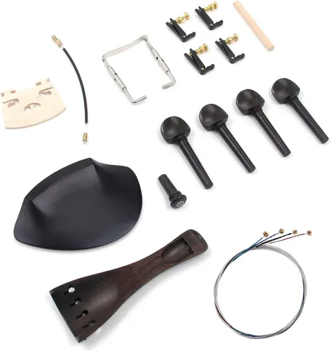 Miniatura 4 de Kit de accesorios para violín TUOREN tamaño 4/4 completo: puente, cordal, clavijas de afinación, afinadores, botón, cejilla, cuerda y reposacabezas.