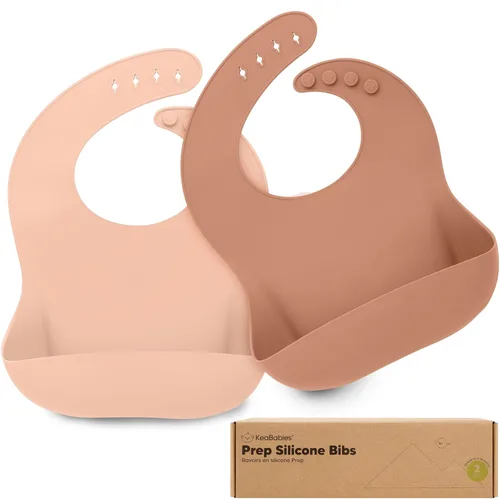 Miniatura 13 de KeaBabies Paquete de 2 baberos de silicona para bebés, niñas y niños, baberos resistentes de grado alimenticio para comer, atrapa alimentos grandes