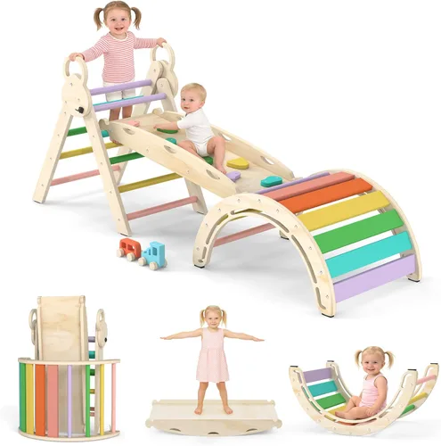 Pikler - Juego de triángulos plegables 7 en 1, juguetes de escalada para niños pequeños, patio de juegos interior para niños, juego de escalada