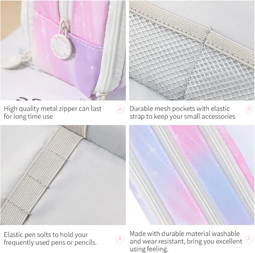 Miniatura 7 de CICIMELON - Estuche de gran capacidad para lápices con 3 compartimentos, bolsa de mano para bolígrafos para la escuela, adolescentes, niña, niño