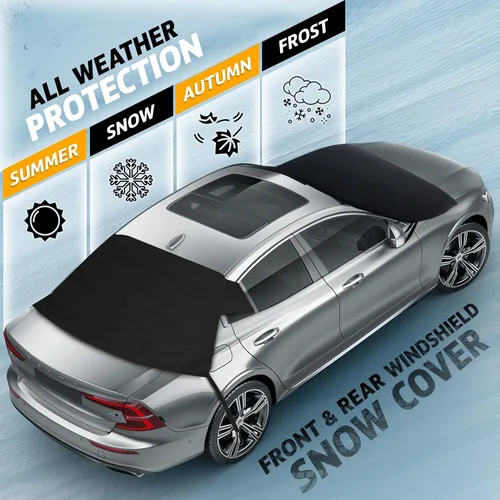 Miniatura 7 de EcoNour Paquete de cubierta de nieve para parabrisas delantero y trasero Tela Oxford 600D mejorada Cubierta de nieve para parabrisas a prueba