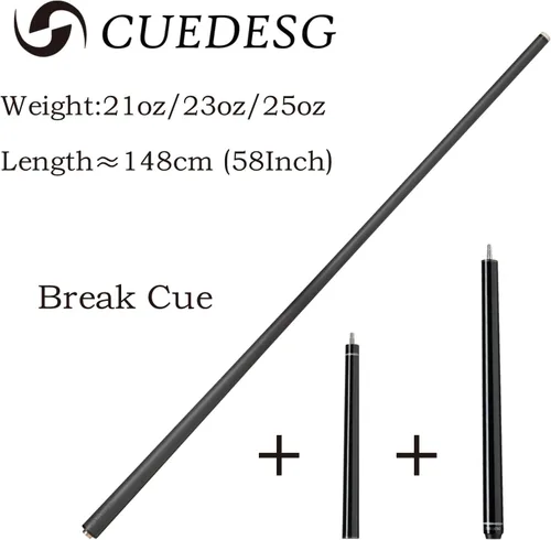 Miniatura 7 de Palo de piscina de taco de fibra de carbono,Palo de taco de ruptura de 3 piezas,Salto de baja desviación Jump Break Cue,Punta profesional de 0.512