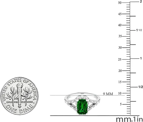 Miniatura 4 de Dazzlingrock Collection Anillo de compromiso de mujer con piedras preciosas creadas en laboratorio y diamantes blancos de 0.276 x 0.197in, plata
