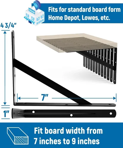 Miniatura 2 de Paquete de 12 soportes de estante resistentes de 7 pulgadas, soporte de pared flotante grande para estantes de almacenamiento de garaje, acabado
