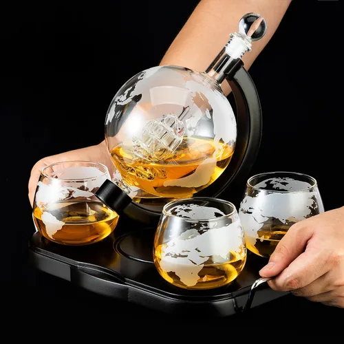 Miniatura 5 de Juego de globos de decantador de whisky, regalos para hombres, marido, novio, papá, con 4 vasos de whisky grabados, 4 cubitos de hielo, pinza