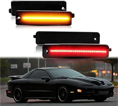 Miniatura 10 de Kit de luces laterales con lente transparente ámbar/roja LED compatible con Pontiac Firebird Trans Am 1998-2002, reemplaza las luces laterales OEM