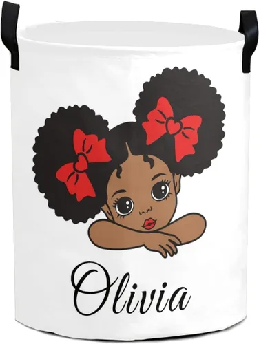 Cesta de lavandería personalizada con nombres de niñas africanas, plegable, duradera, organizador de juguetes, decoración de dormitorio, para niños,