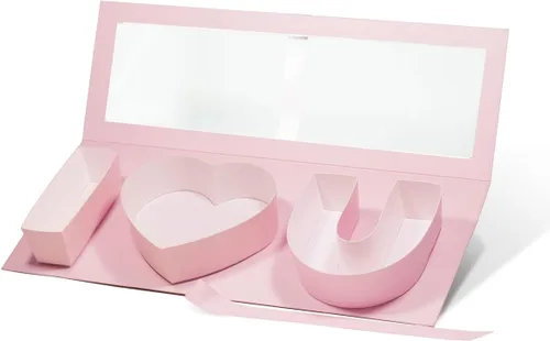 Geoto Paquete de 6 cajas de regalo rellenables en forma de letra de 17.3 x 6 x 2 pulgadas, color rosa/rojo/blanco, caja de regalo con texto en Rosa
