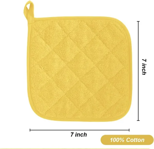 Miniatura 6 de meioro Paquete de 4 agarraderas para cocina resistentes al calor, almohadillas calientes 100% algodón, juego de soportes acolchados para ollas