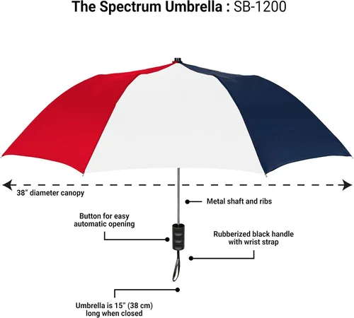 Miniatura 65 de STROMBERGBRAND UMBRELLAS The Spectrum Popular Style - Paraguas de viaje compacto de 42 pulgadas para lluvia, viento y sol, resistente y ligero
