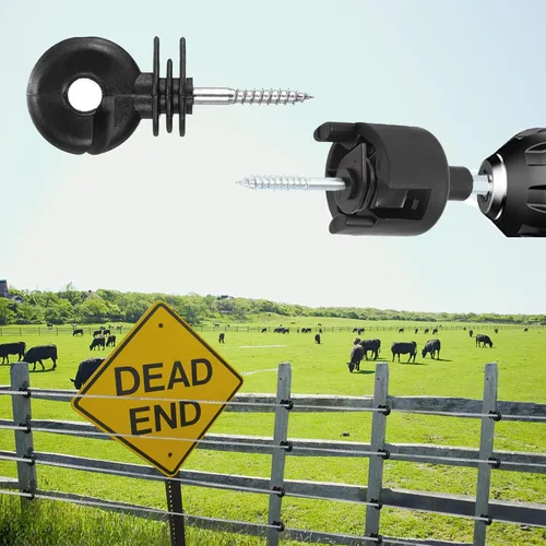 Miniatura 7 de 100 piezas de aislador eléctrico negro para valla con aislante de rosca, anillo de valla, poste de madera y 1 pieza de herramienta de zócalo