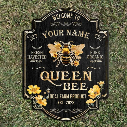 Miniatura 5 de Letrero personalizado de madera de abeja de miel (no tallado real), regalo para apicultores, amantes de la miel, colmena humilde decoración de 10
