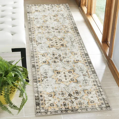 Asrug Alfombra de pasillo de 2 x 7, lavable para pasillos, antideslizante, cocina, baño, lavandería, alfombra de pasillo vintage, alfombra suave de