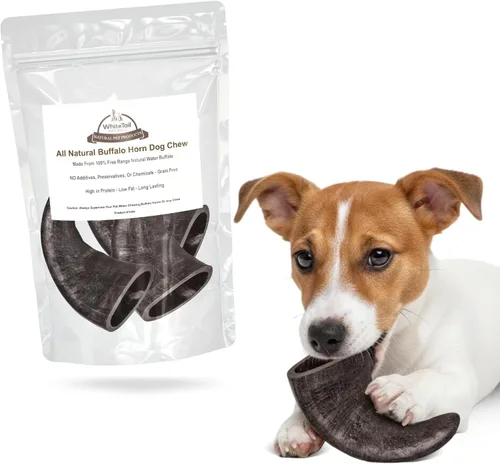 Miniatura 11 de WhiteTail Naturals - Cuernos de búfalo de agua para perros (paquete mediano, 3 unidades) Hueso de perro totalmente natural - Hueso masticable