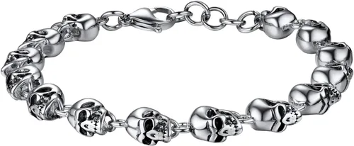 Miniatura 34 de U7 Pulseras góticas de calavera para hombres y mujeres, acero inoxidable, chapado en oro de 18 quilates, plata, negro, punk, esqueleto punk