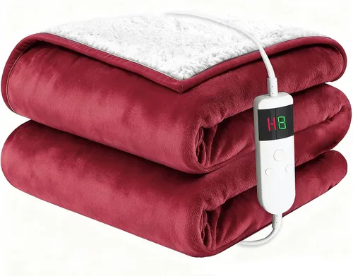 Miniatura 24 de Electric Blanket Heated Throw, Soft Flannel 50"x60" Heating Blanket with 8 Hours Auto Off 10 Fast Heating Levels Machine Washable Sherpa Heated