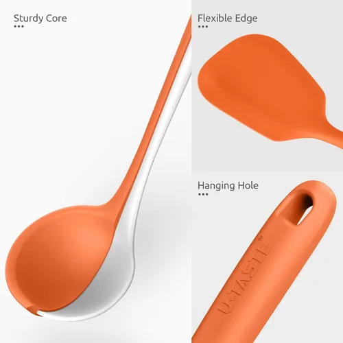 Miniatura 5 de Juego de utensilios de cocina de silicona: U-Taste resistente al calor a 600ºF, herramientas de cocina extra largas de 13.6 pulgadas, espátula (5)
