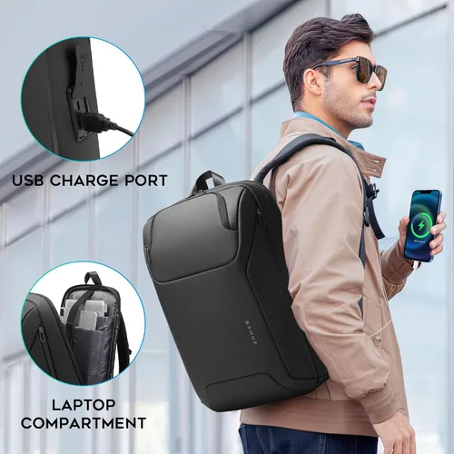 Miniatura 6 de FUTURE AESTHEICS Mochila de portátil de negocios para hombres y mujeres, mochila de viaje inteligente de 15.6 pulgadas, resistente al agua, mochila