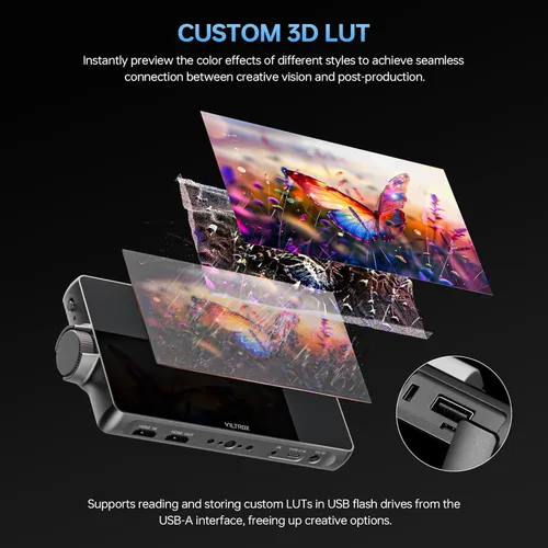 Miniatura 6 de VILTROX DC-A1 Monitor de Cámara de 2800 Nit, monitor de campo de cámara táctil IPS HD de 7 pulgadas 1920x1080 con entrada/salida HDMI 4K 2.0, LUT