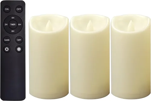 Miniatura 8 de CANDLE CHOICE Velas LED sin flama, impermeables, de pilas, para exteriores, con control remoto y temporizador, luz blanca parpadeante de resina