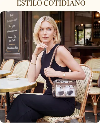 Miniatura 9 de Missnine Bolsa transparente para eventos de estadio, bolsa transparente acolchada para mujeres aprobada para estadio, bolsa cruzada de PVC