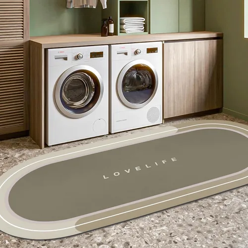 Miniatura 9 de Tapetes de baño de goma de secado rápido, antideslizantes, súper absorbentes, de secado instantáneo, alfombra de baño frente al fregadero de la Beige