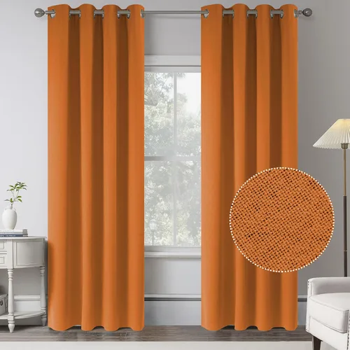 Miniatura 26 de KEQIAOSUOCAI Cortinas de lino 100% opacas de 100 pulgadas de largo, 2 paneles para dormitorio, estilo casa de campo moderna, completamente negro