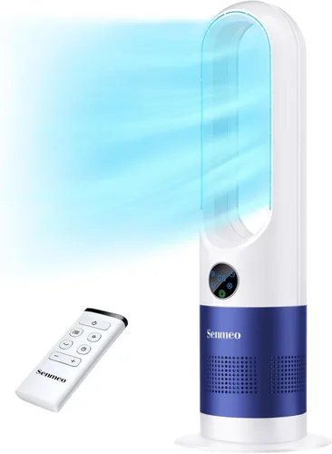Ventilador sin aspas, ventilador de torre sin aspas de 26 pulgadas con control remoto, 8 velocidades, oscilación de 90°, temporizador de 9 horas,