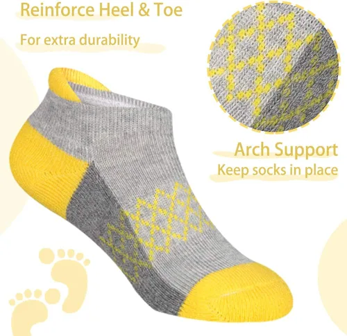 Miniatura 2 de Comfoex Calcetines para niños 6 pares de calcetines deportivos de tobillo medio acolchado calcetines de corte bajo para niños pequeños y grandes