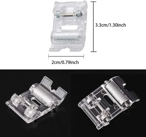 Miniatura 3 de CESUSME Prensatelas para máquina de coser con rodillos, 2 unidades, con forma de zigzag, antiadherente, teflón, para cantante, hermano, babylock