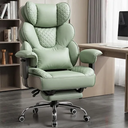 Miniatura 12 de COMHOMA Silla de oficina grande y alta con reposapiés mejorado, silla ejecutiva de respaldo alto resistente con soporte lumbar de resorte para Negro