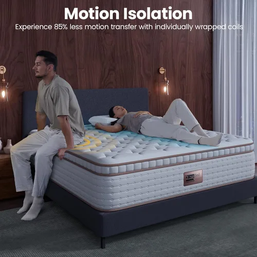 Miniatura 3 de BedStory Colchón extra firme tamaño Queen – Colchón híbrido de 14 pulgadas para aliviar el dolor de espalda – Soporte lumbar ideal, aislamiento