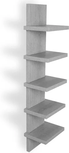 Miniatura 14 de Homaterial Estantería de pared de 5 niveles, estantería vertical decorativa para montaje en pared, estantes flotantes de columna moderna para Rosa