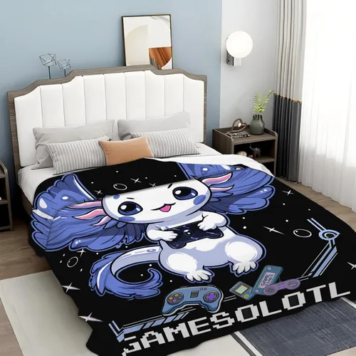 Miniatura 4 de Tijuboni Axolotl Manta de Juegos para Videojuegos, Regalos de Juegos para Niñas, Niños, Mujeres, Hombres, Niños y Adultos, Manta Suave de Franela